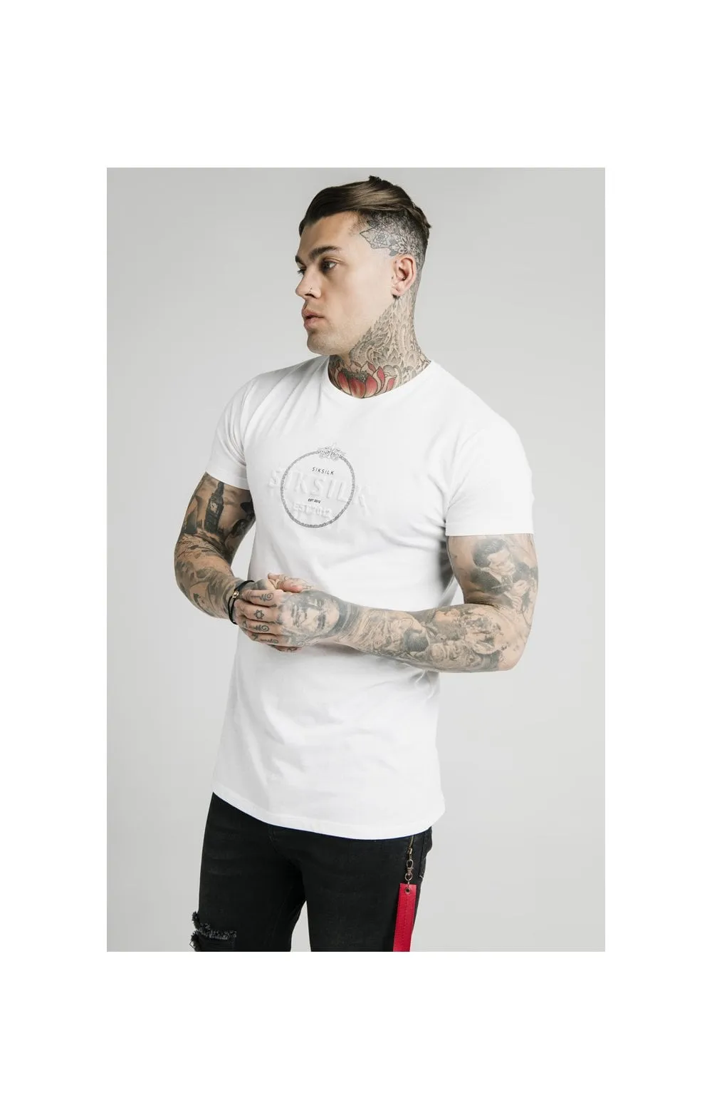 SikSilk Straight Hem Chain Print Box Tee - White sold by Siksilk product image thumbnail 2