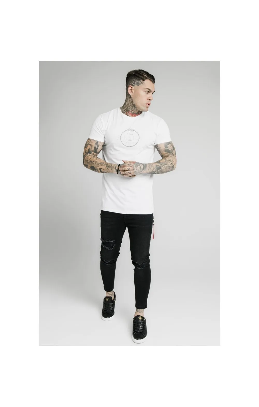 SikSilk Straight Hem Chain Print Box Tee - White sold by Siksilk product image thumbnail 3