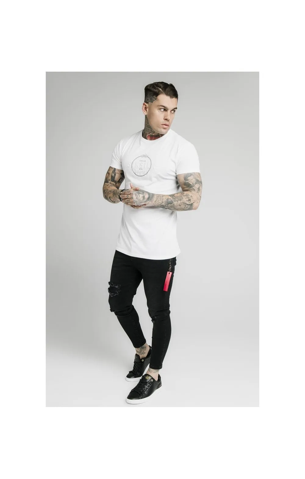 SikSilk Straight Hem Chain Print Box Tee - White sold by Siksilk product image thumbnail 4