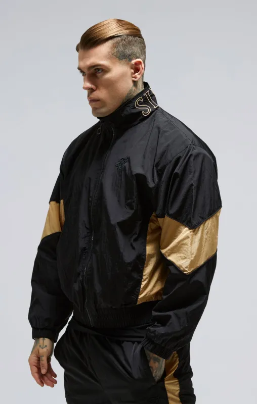 Black Panelled Bomber Jacket sold by Siksilk