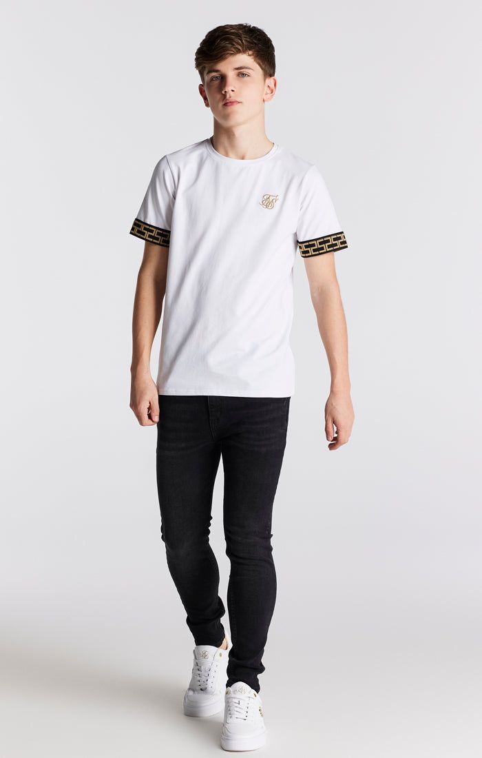 Boys White Taped T-Shirt sold by Siksilk product image thumbnail 3