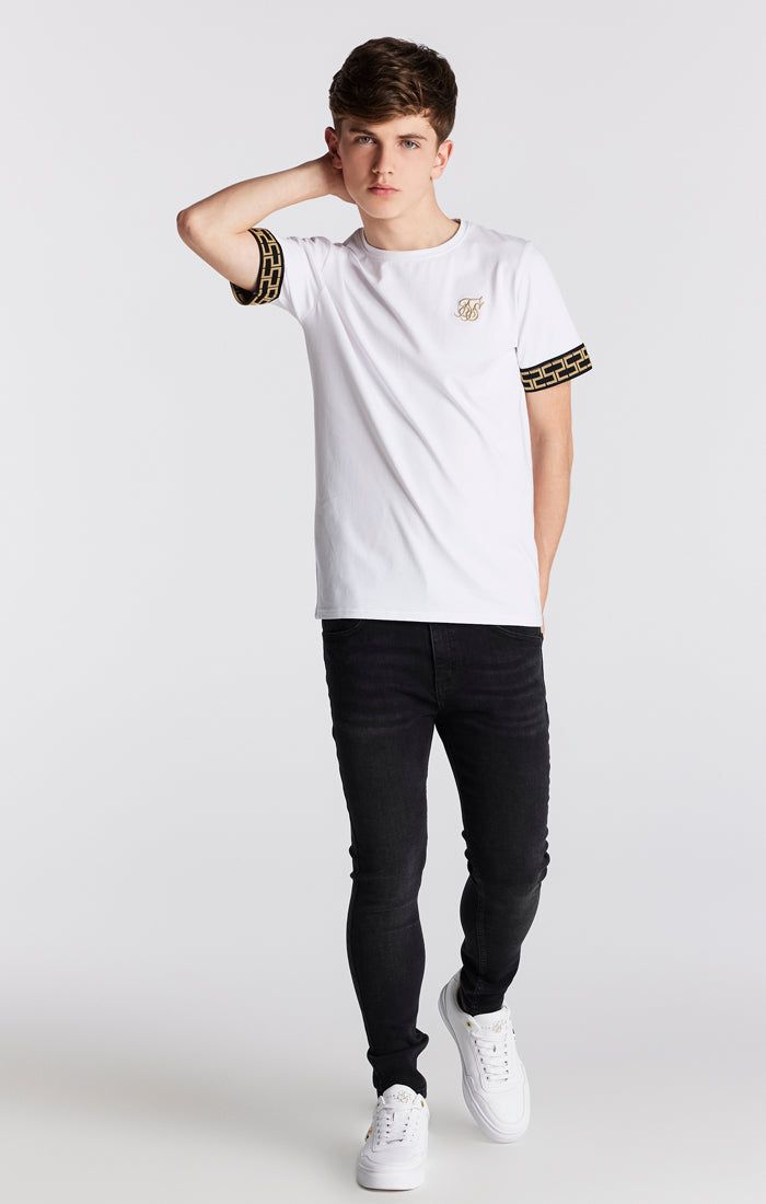 Boys White Taped T-Shirt sold by Siksilk product image thumbnail 4