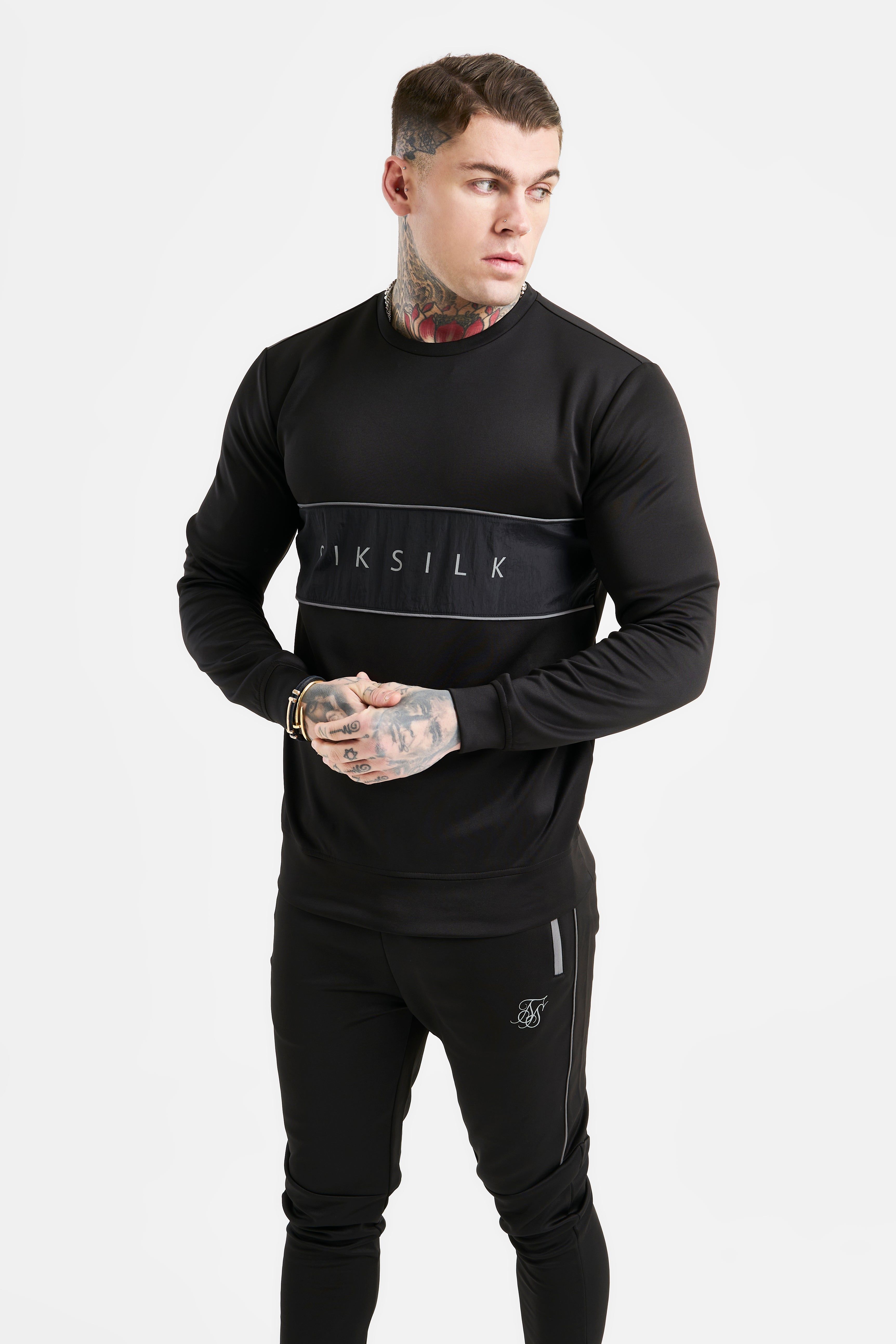 Black Panelled Sweatshirt sold by Siksilk