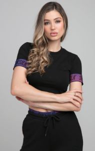 SikSilk Iridescent Crop Tee - Black sold by Siksilk