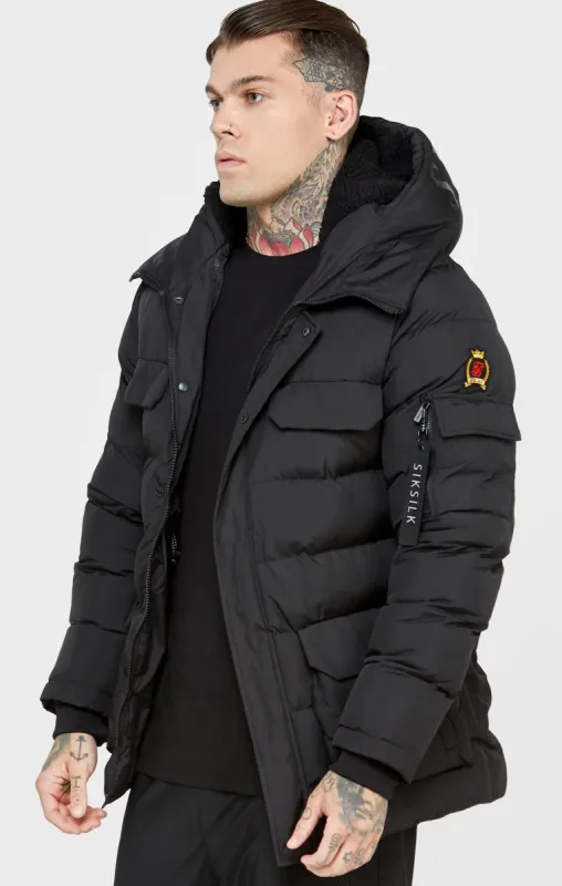 Black Parka Coat sold by Siksilk