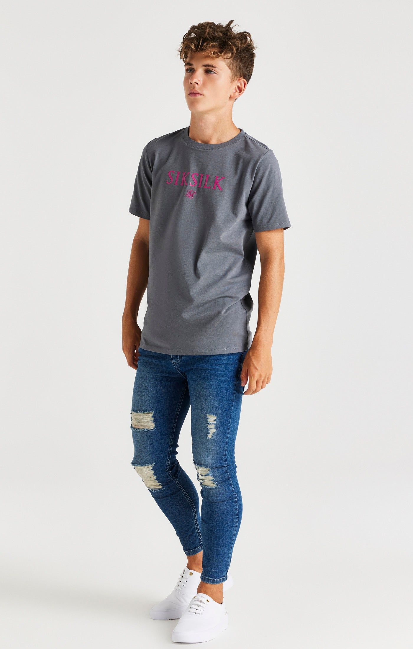 Boys Grey Branded T-Shirt sold by Siksilk product image thumbnail 5