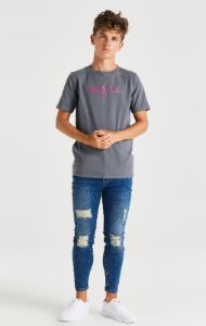Boys Grey Branded T-Shirt sold by Siksilk