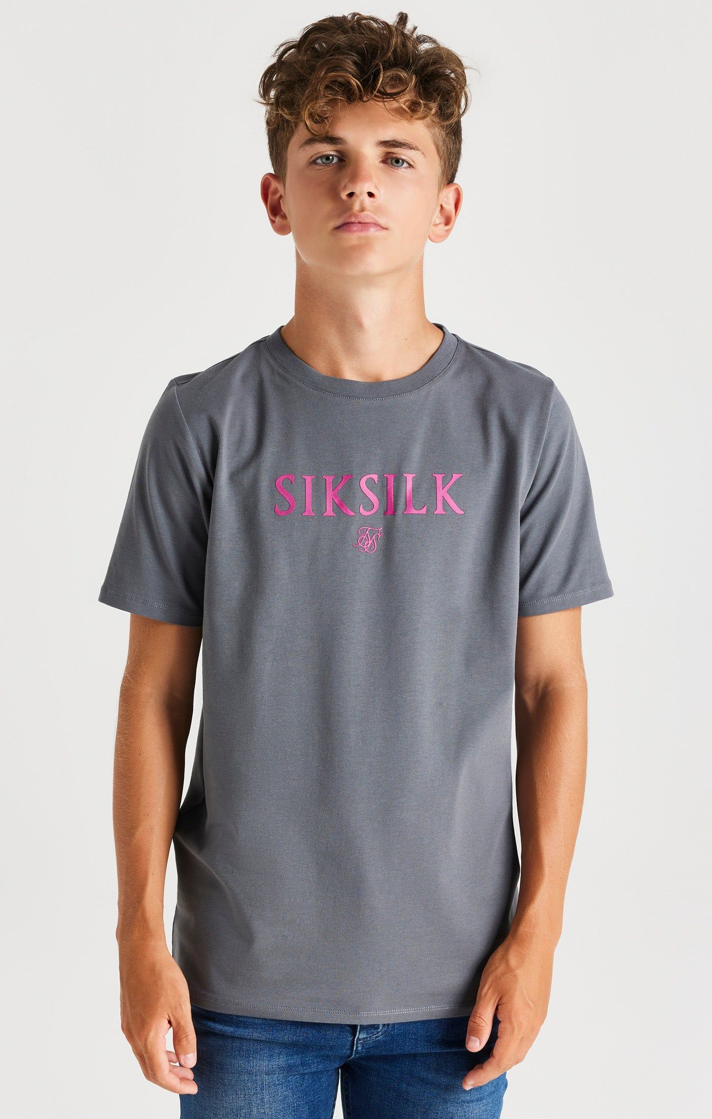 Boys Grey Branded T-Shirt sold by Siksilk
