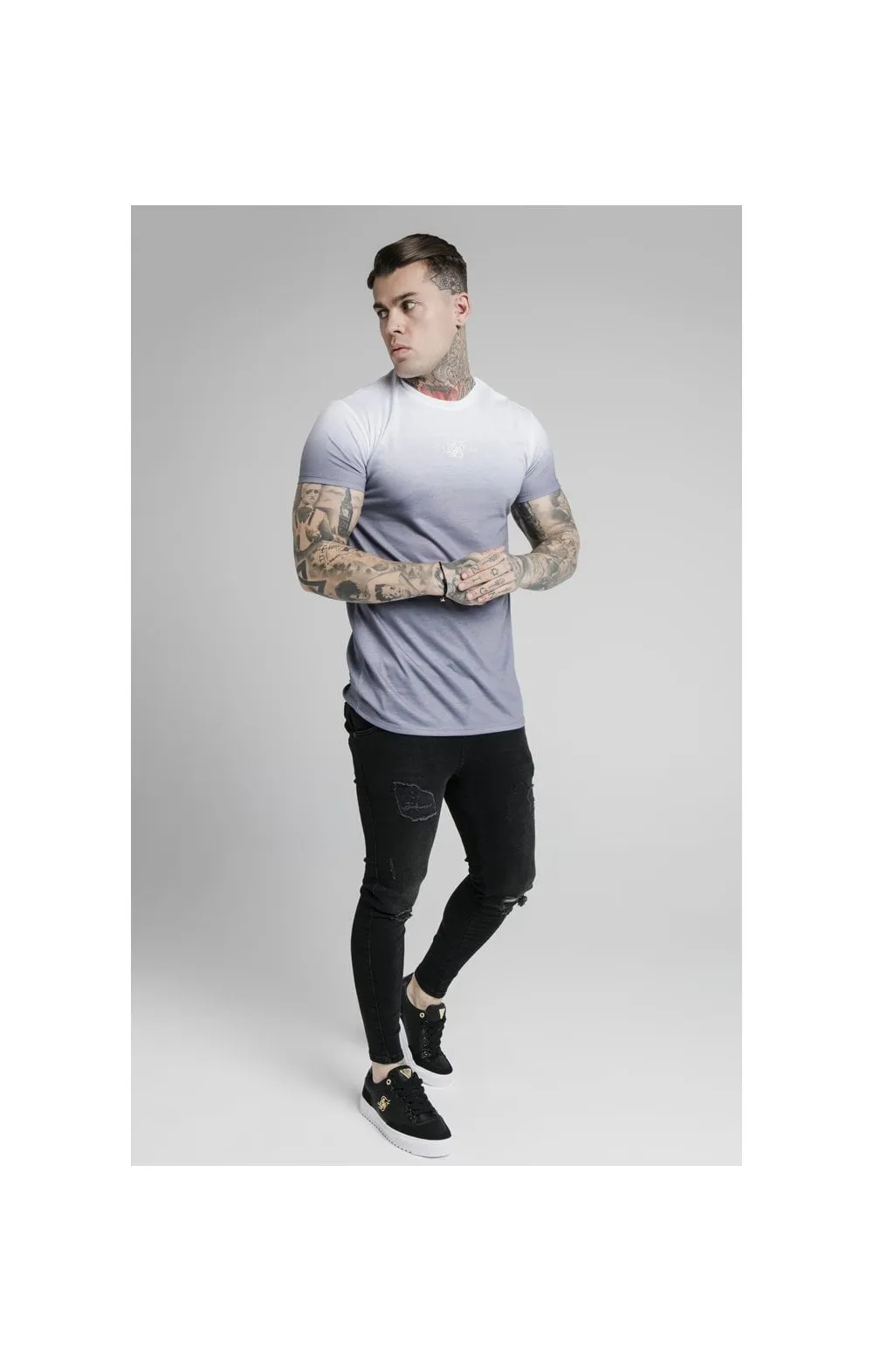 SikSilk High Fade Tee – White & Grey sold by Siksilk product image thumbnail 3