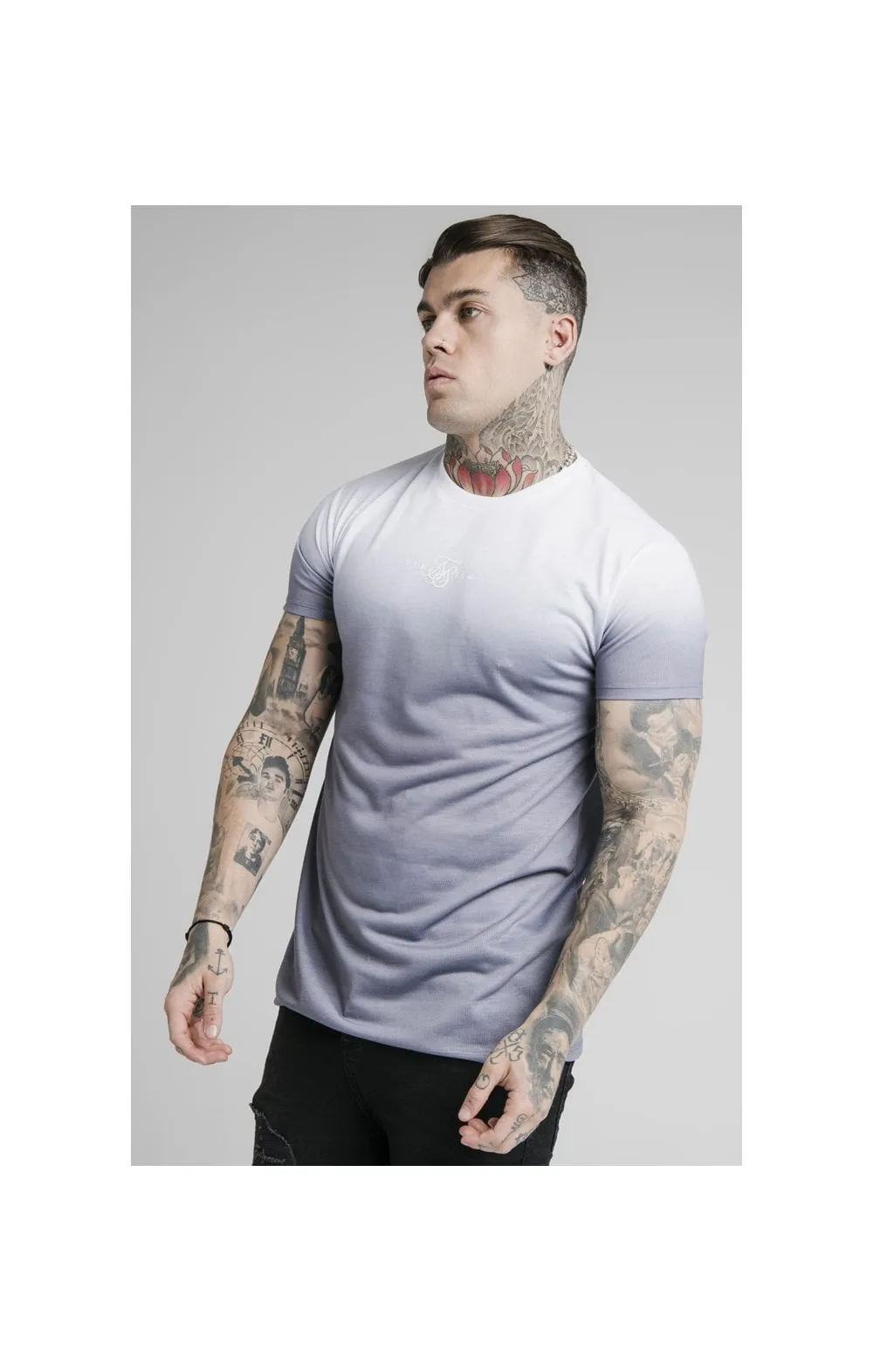 SikSilk High Fade Tee – White & Grey sold by Siksilk
