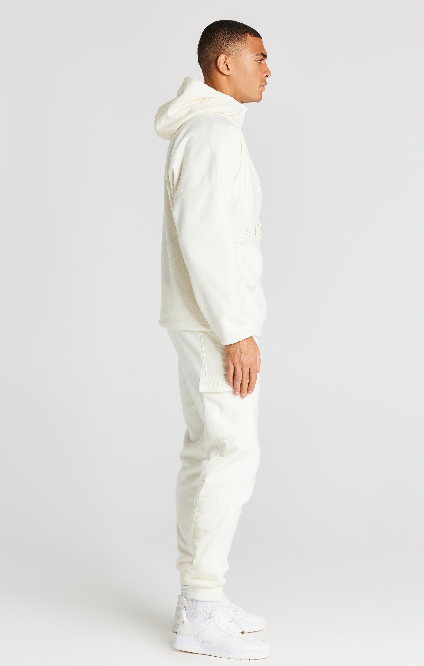 Ecru Half Zip Polar Fleece Hoodie sold by Siksilk product image thumbnail 5