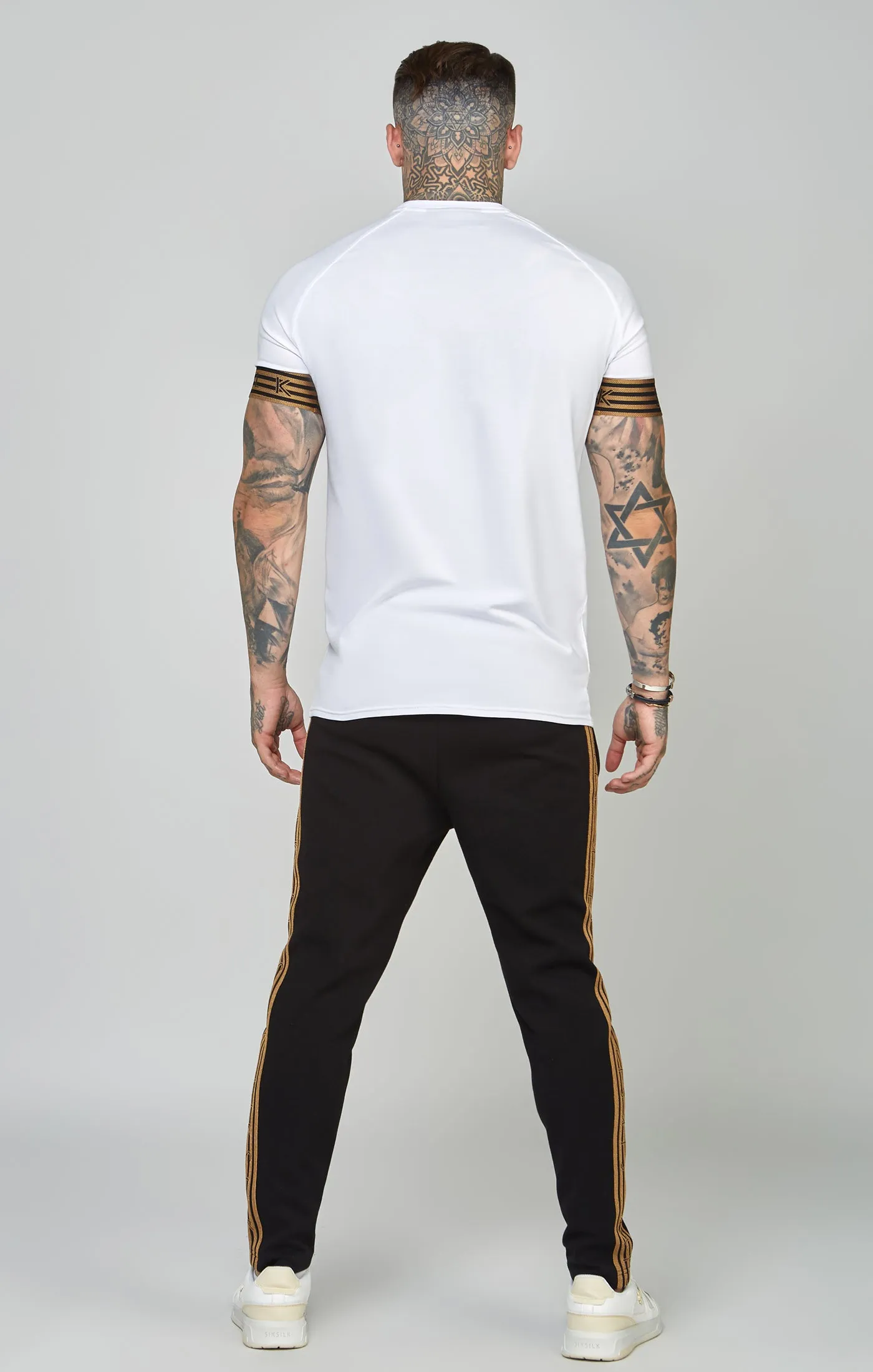 White, Gold Knitted Elastic Cuffed T-Shirt sold by Siksilk product image thumbnail 5