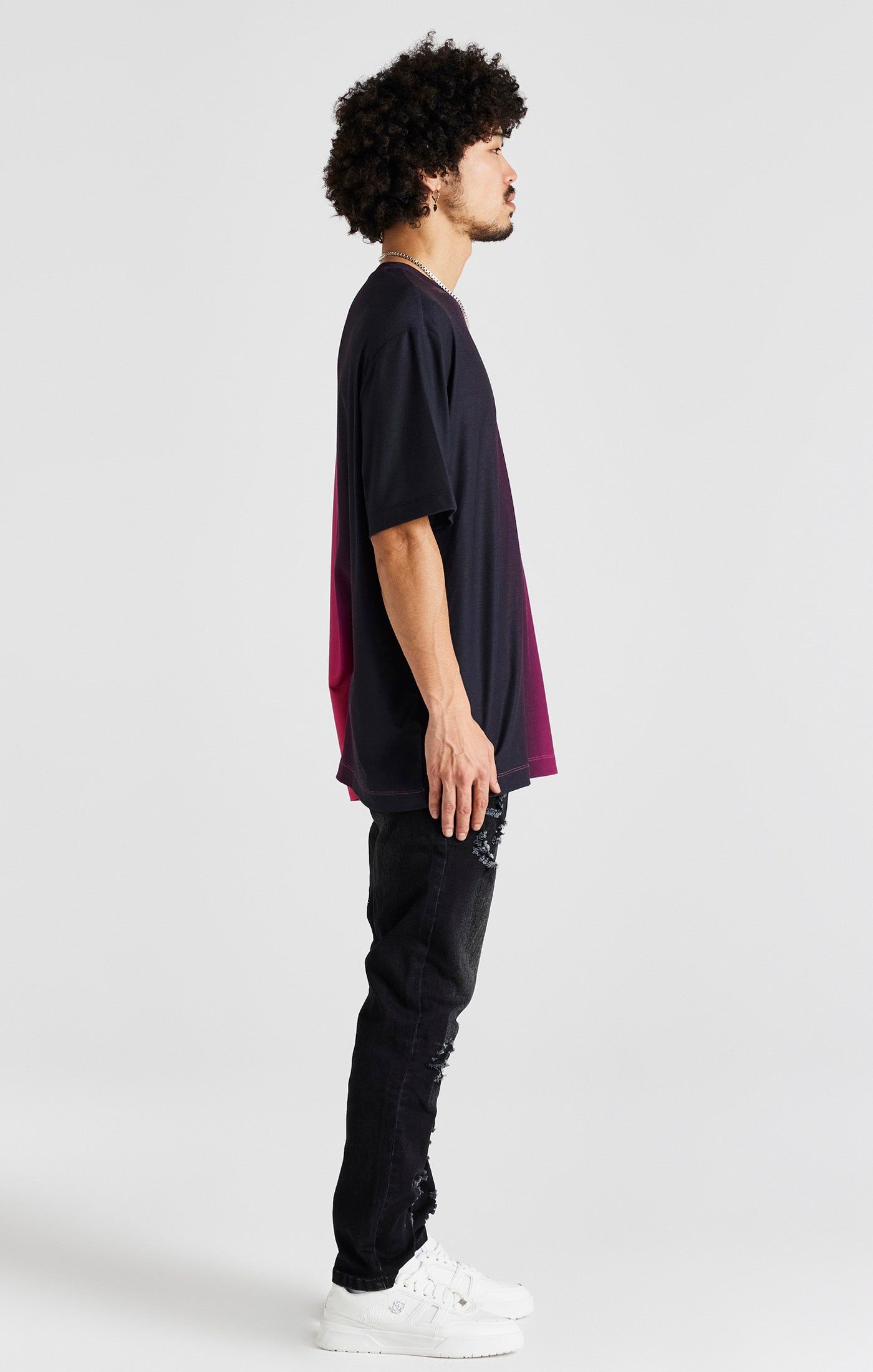 Black Print Oversized Short Sleeve T-Shirt sold by Siksilk product image thumbnail 5