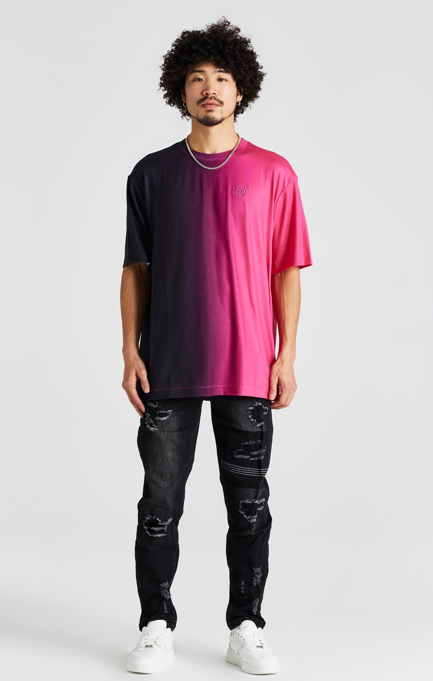 Black Print Oversized Short Sleeve T-Shirt sold by Siksilk product image thumbnail 3