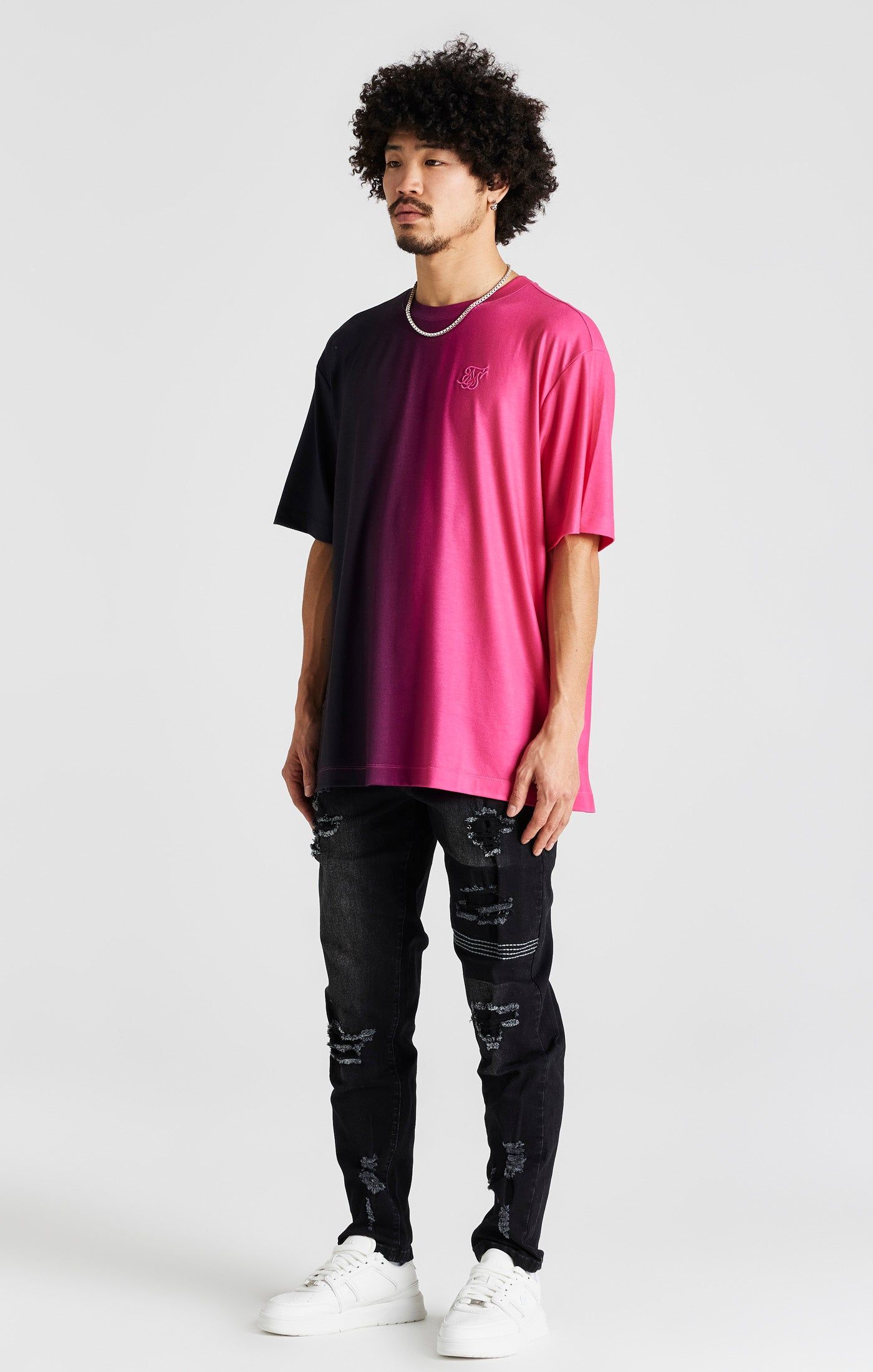 Black Print Oversized Short Sleeve T-Shirt sold by Siksilk product image thumbnail 4