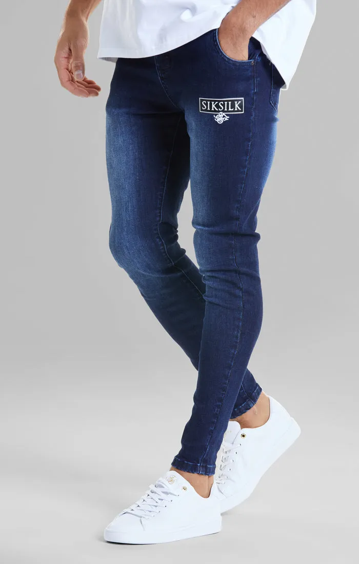 Blue Embossed Print Skinny Jean sold by Siksilk