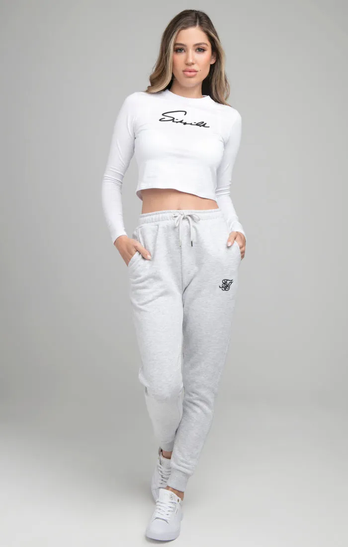 SikSilk Long Sleeve Signature Crop Tee - White sold by Siksilk product image thumbnail 4