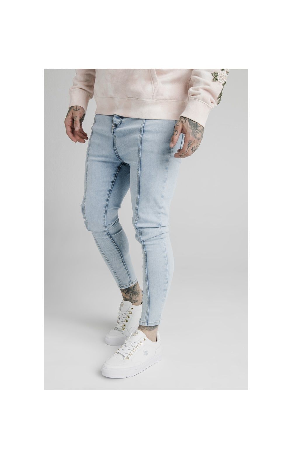 SikSilk Drop Crotch Pleated Applique Jeans - White sold by Siksilk product image thumbnail 2