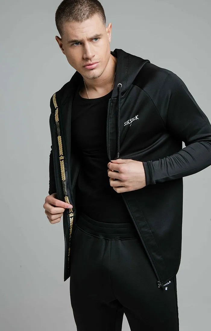 Black Inset Crown Zip Through Hoodie sold by Siksilk