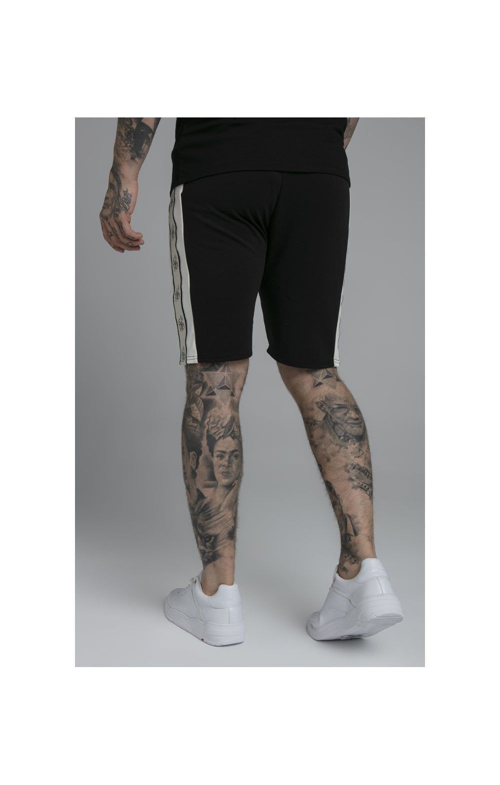 SikSilk Premium Tape Pleated Shorts - Jet Black & Off White sold by Siksilk product image thumbnail 3