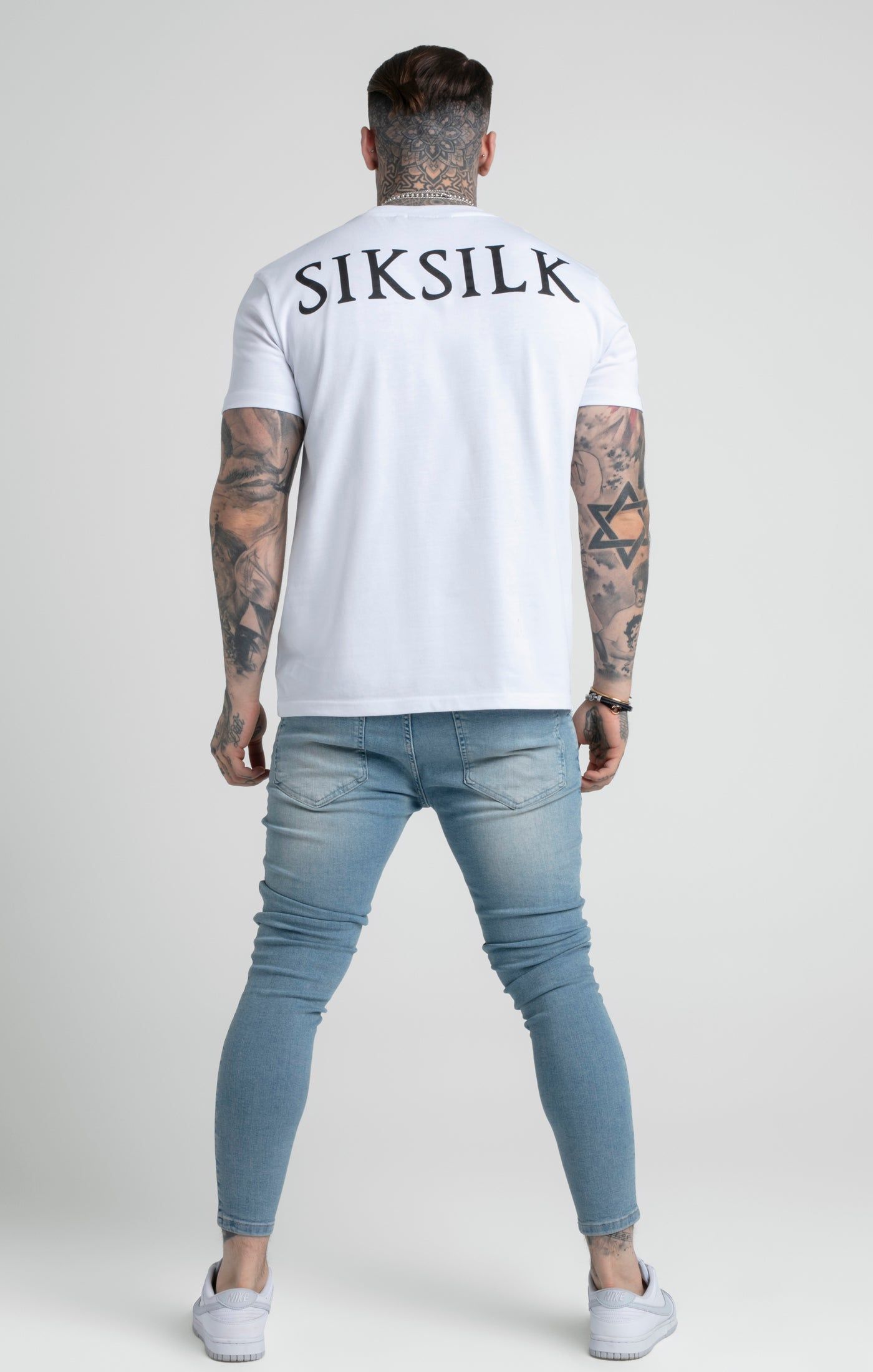 White Printed Logo Relaxed Fit T-Shirt sold by Siksilk product image thumbnail 5