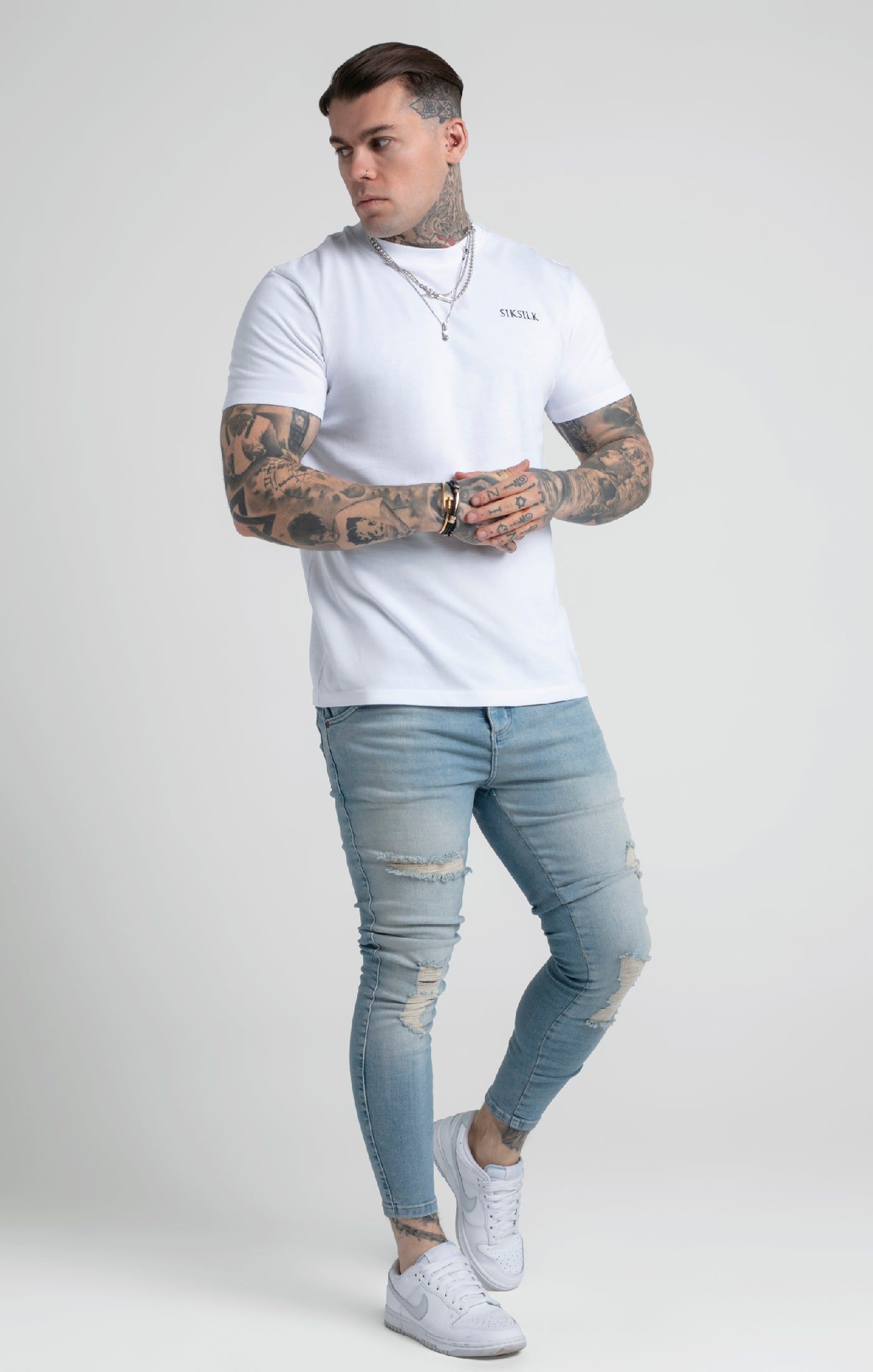 White Printed Logo Relaxed Fit T-Shirt sold by Siksilk product image thumbnail 2