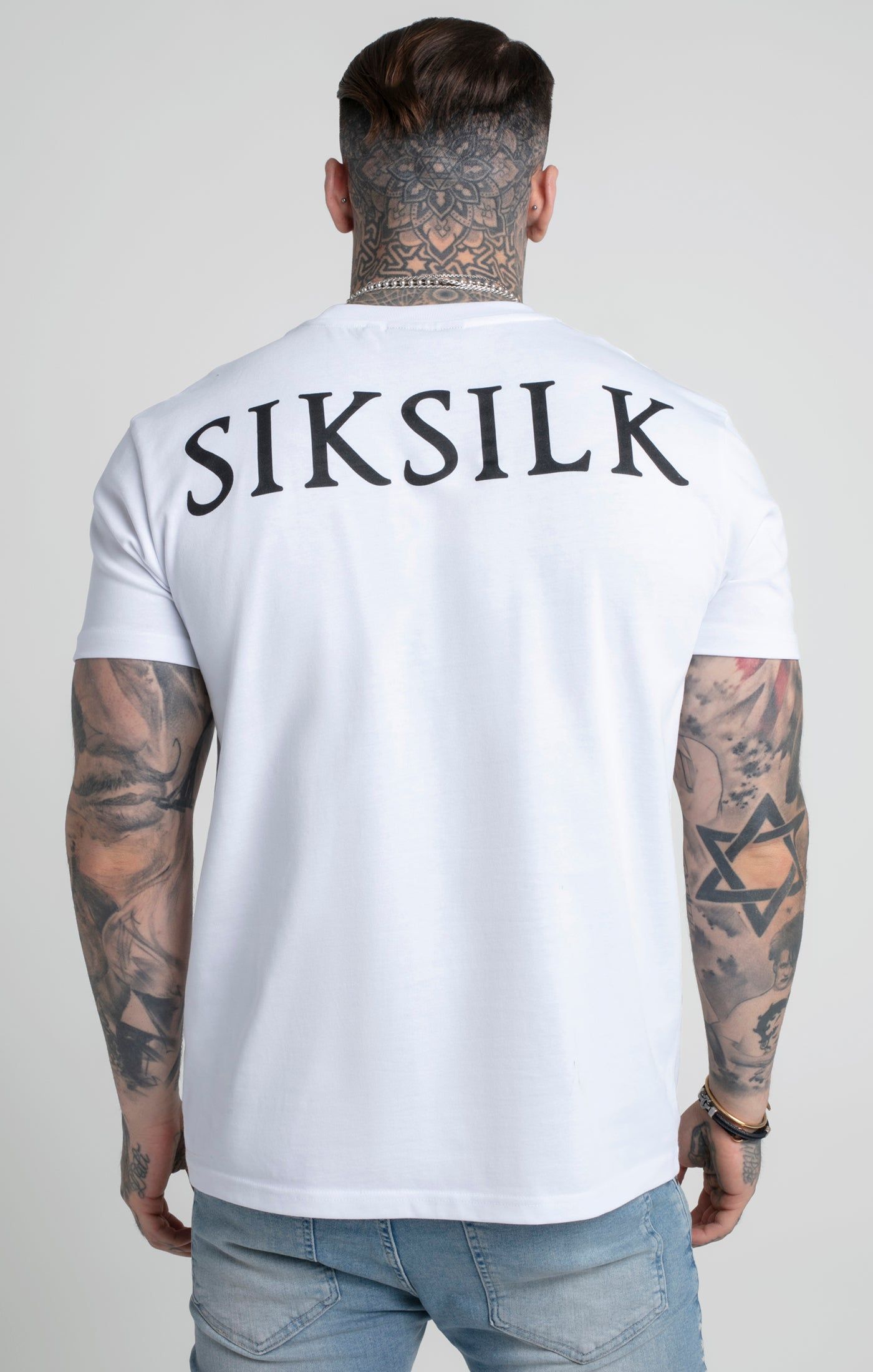 White Printed Logo Relaxed Fit T-Shirt sold by Siksilk product image thumbnail 3