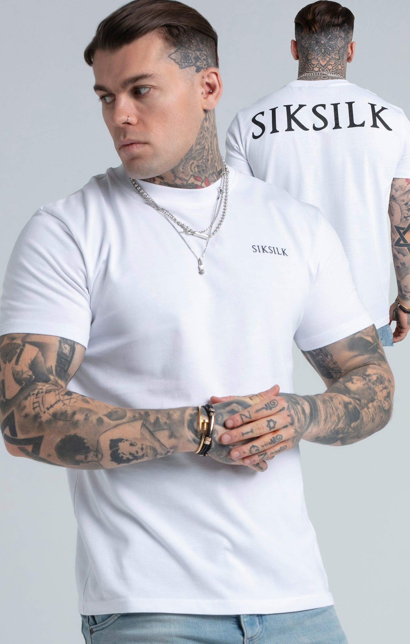 White Printed Logo Relaxed Fit T-Shirt sold by Siksilk