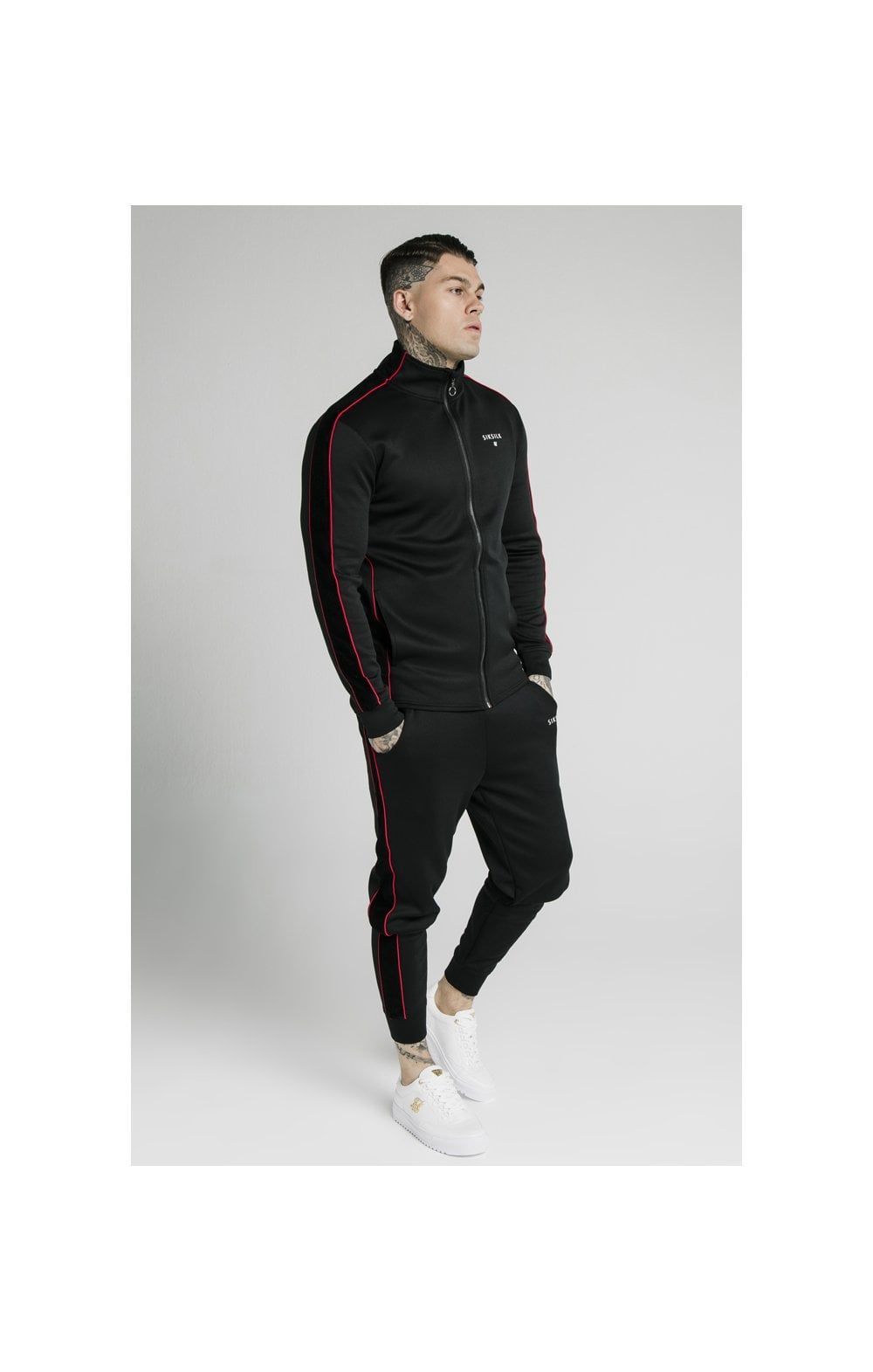 SikSilk Zip Through Funnel Neck Hoodie – Black & Red sold by Siksilk product image thumbnail 6