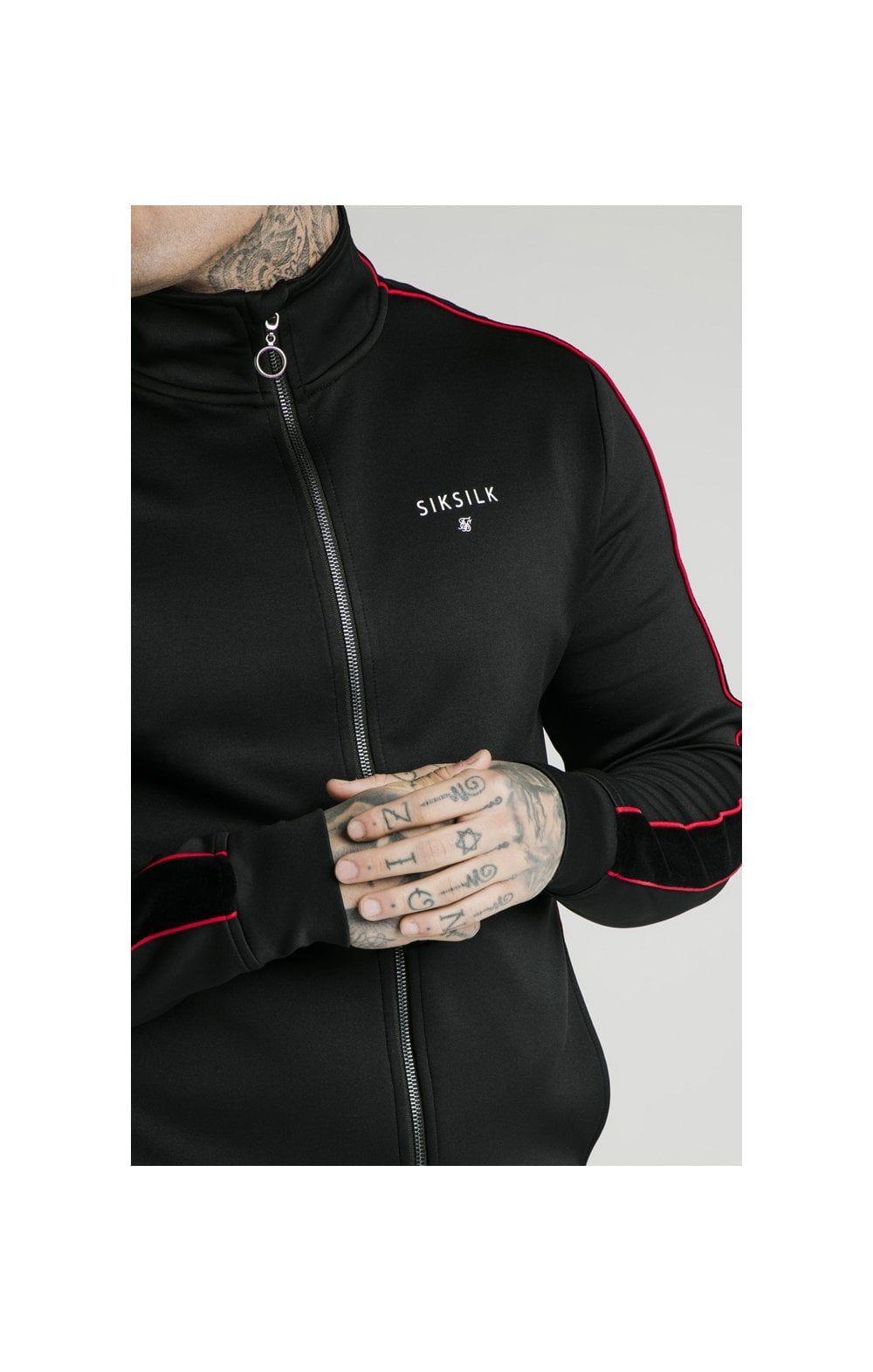 SikSilk Zip Through Funnel Neck Hoodie – Black & Red sold by Siksilk product image thumbnail 2