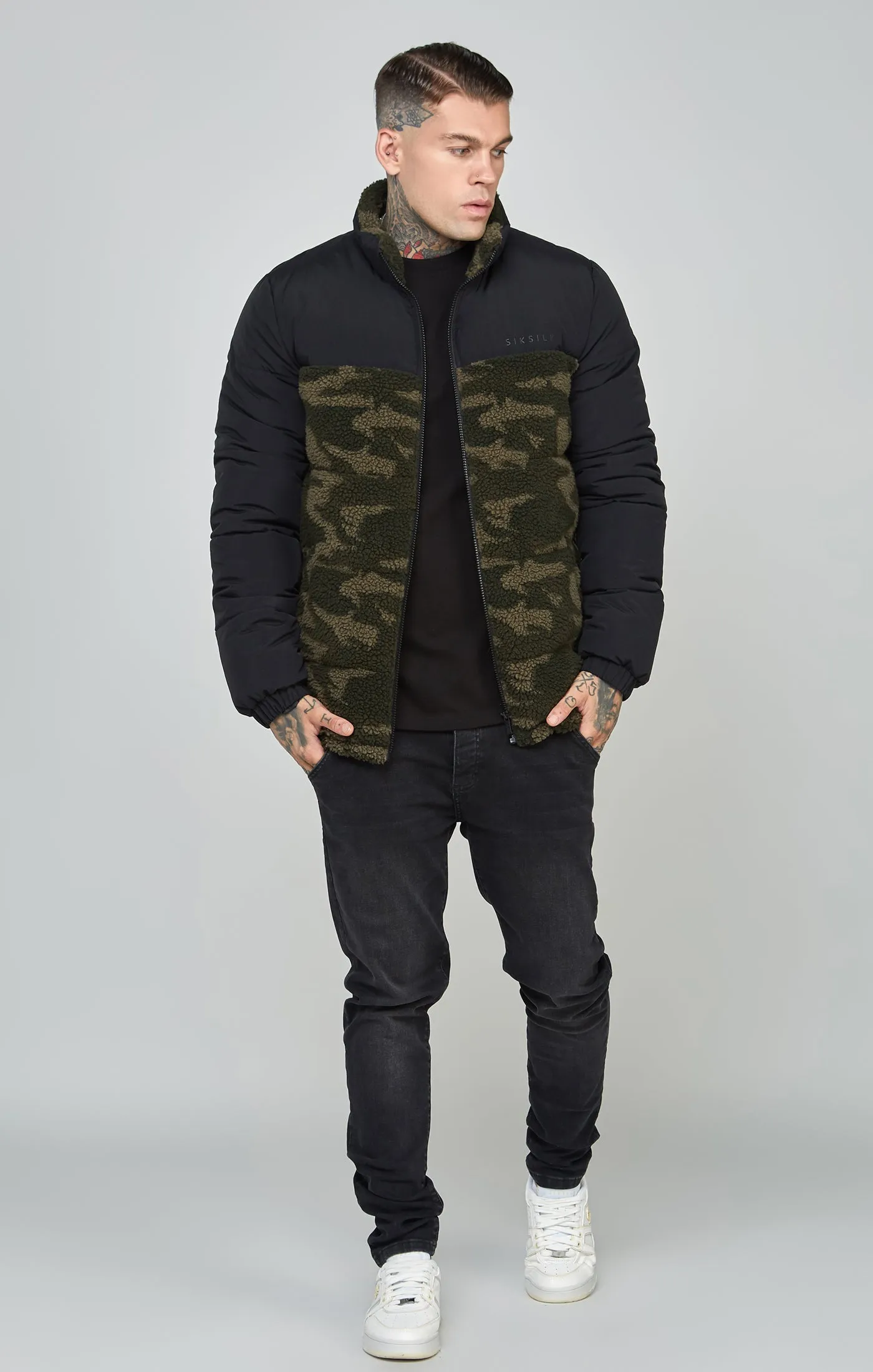 Black Sherpa Bubble Jacket sold by Siksilk product image thumbnail 4