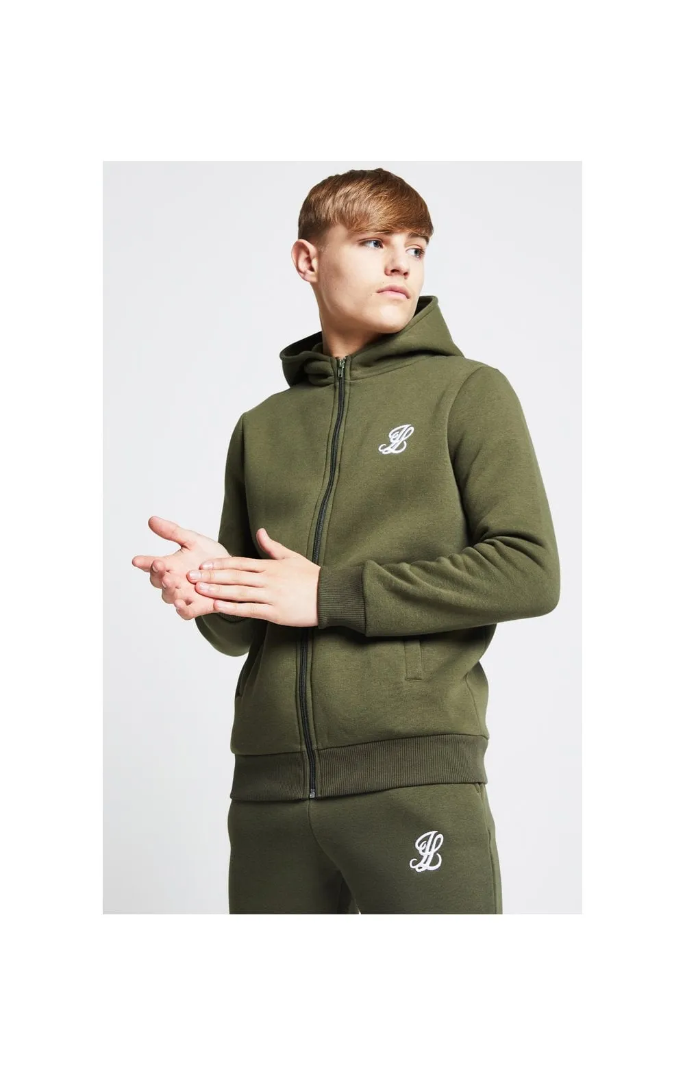 Illusive London Zip Through Hoodie - Khaki sold by Siksilk product image thumbnail 2