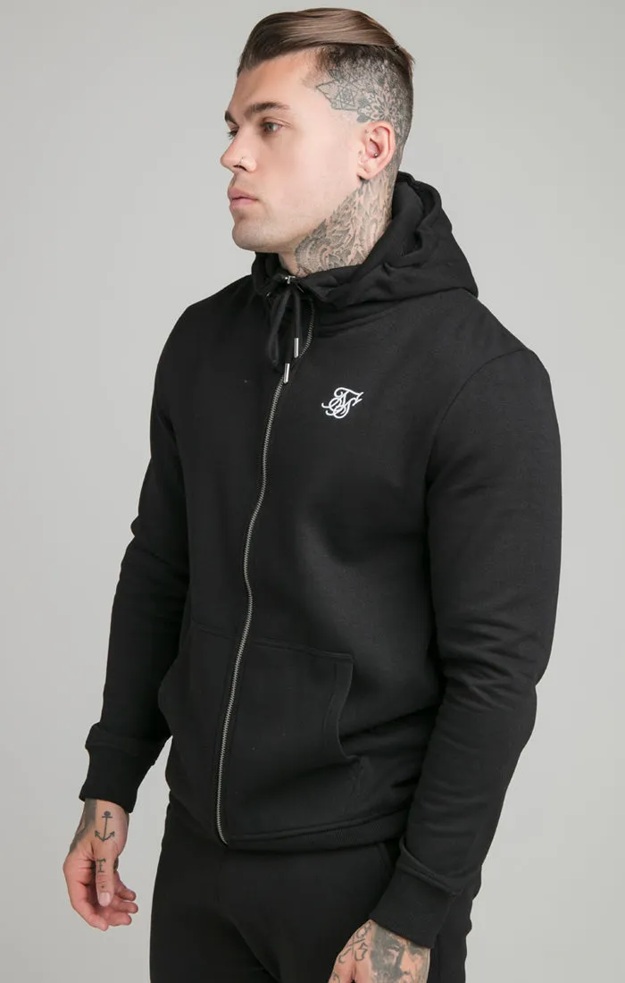 Black Essential Zip Through Funnel Neck Hoodie sold by Siksilk