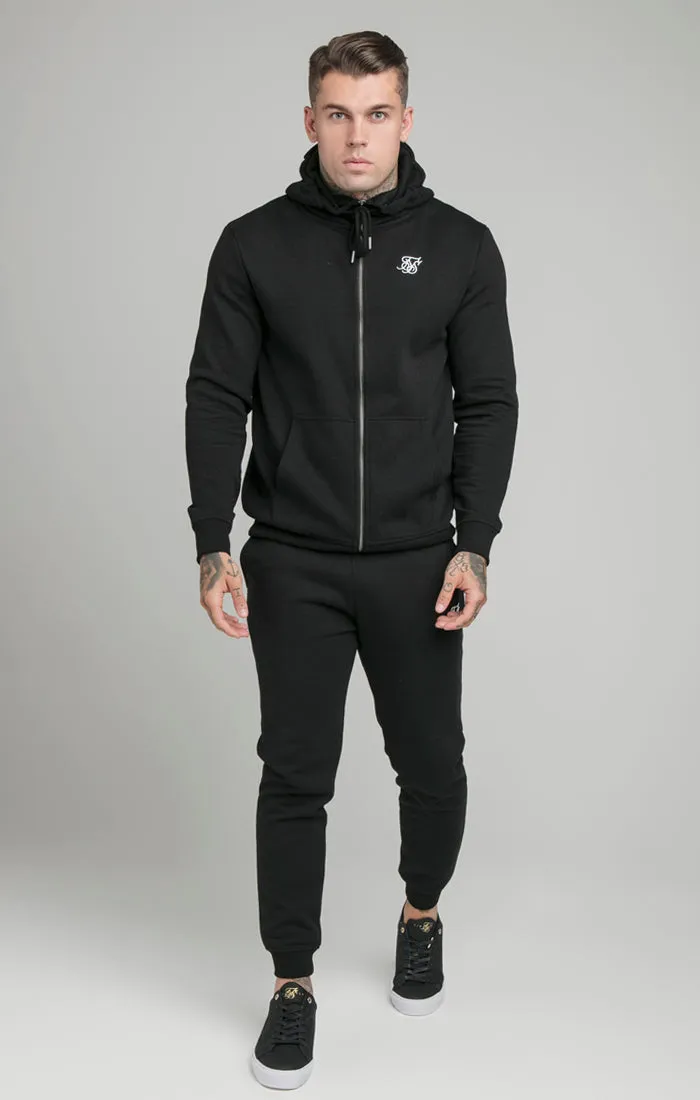 Black Essential Zip Through Funnel Neck Hoodie sold by Siksilk product image thumbnail 3