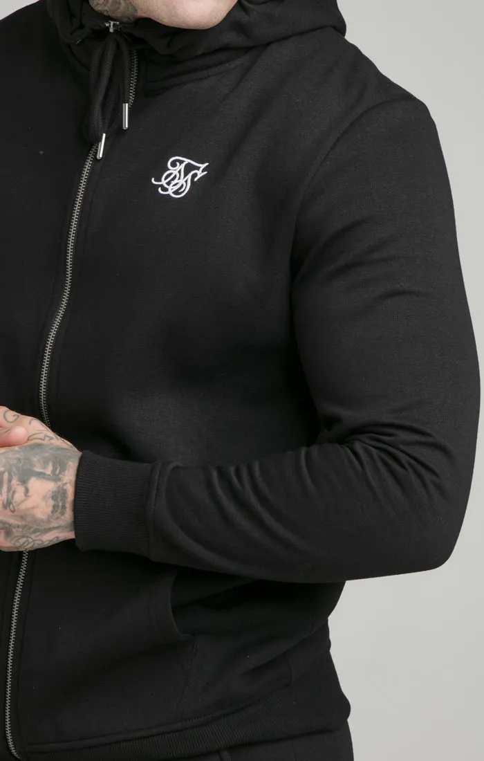 Black Essential Zip Through Funnel Neck Hoodie sold by Siksilk product image thumbnail 2