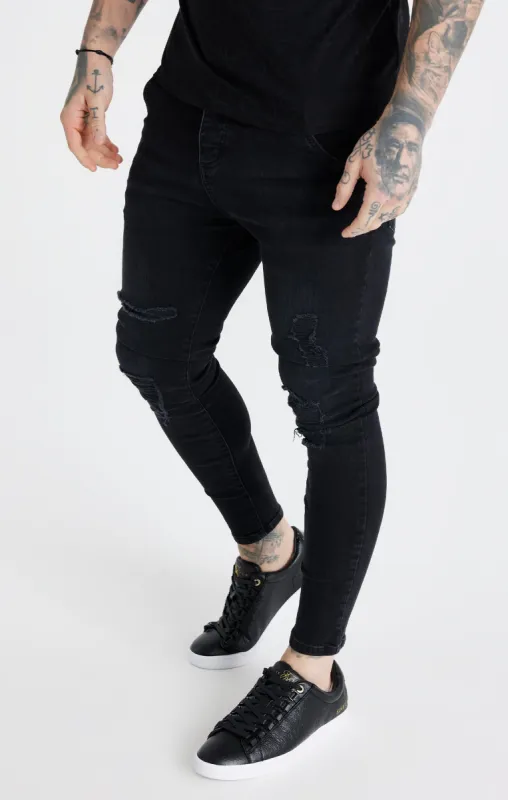 Messi X SikSilk Messi Distressed Skinny Jeans - Washed Black sold by Siksilk