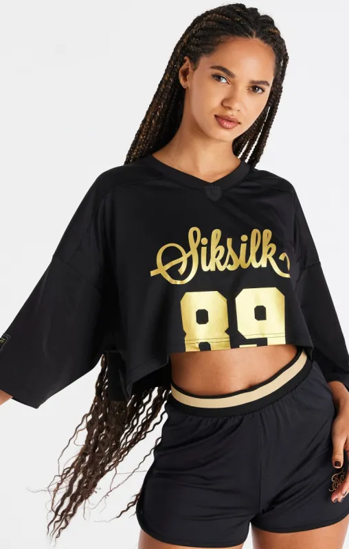 Black Retro Football Crop Jersey sold by Siksilk