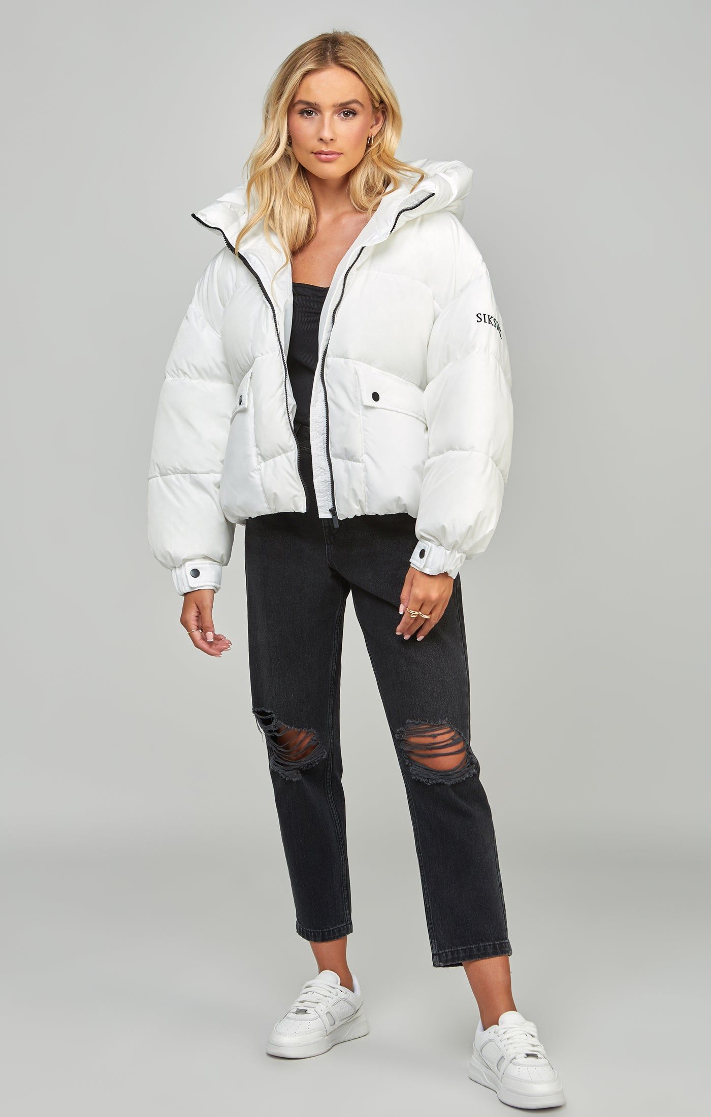 White Oversized Padded Coat sold by Siksilk product image thumbnail 4