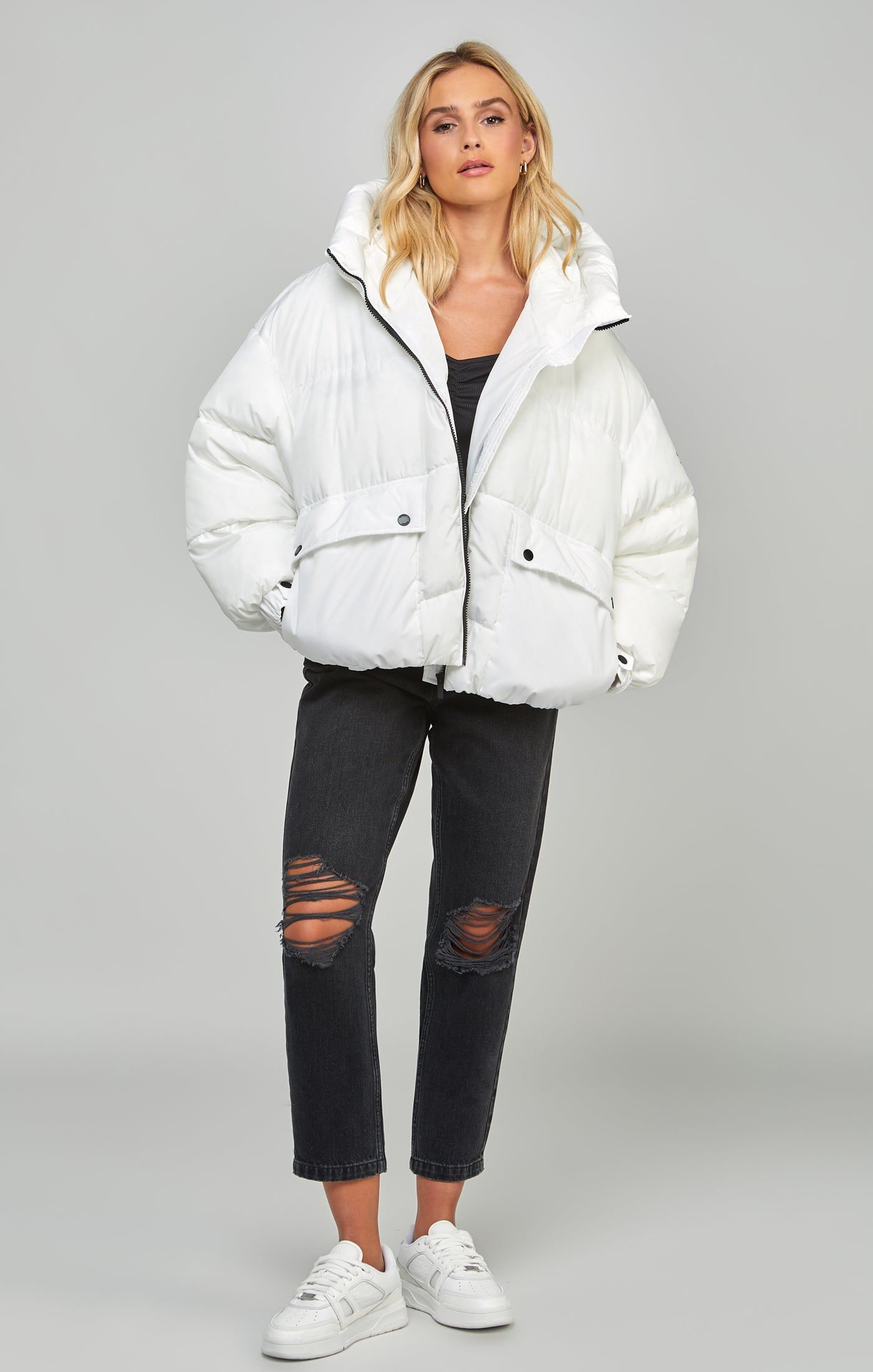 White Oversized Padded Coat sold by Siksilk product image thumbnail 2