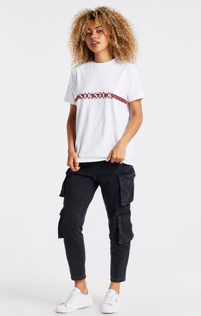 White Tartan Print Logo T-Shirt sold by Siksilk product image thumbnail 5