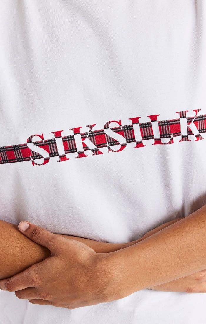 White Tartan Print Logo T-Shirt sold by Siksilk product image thumbnail 2