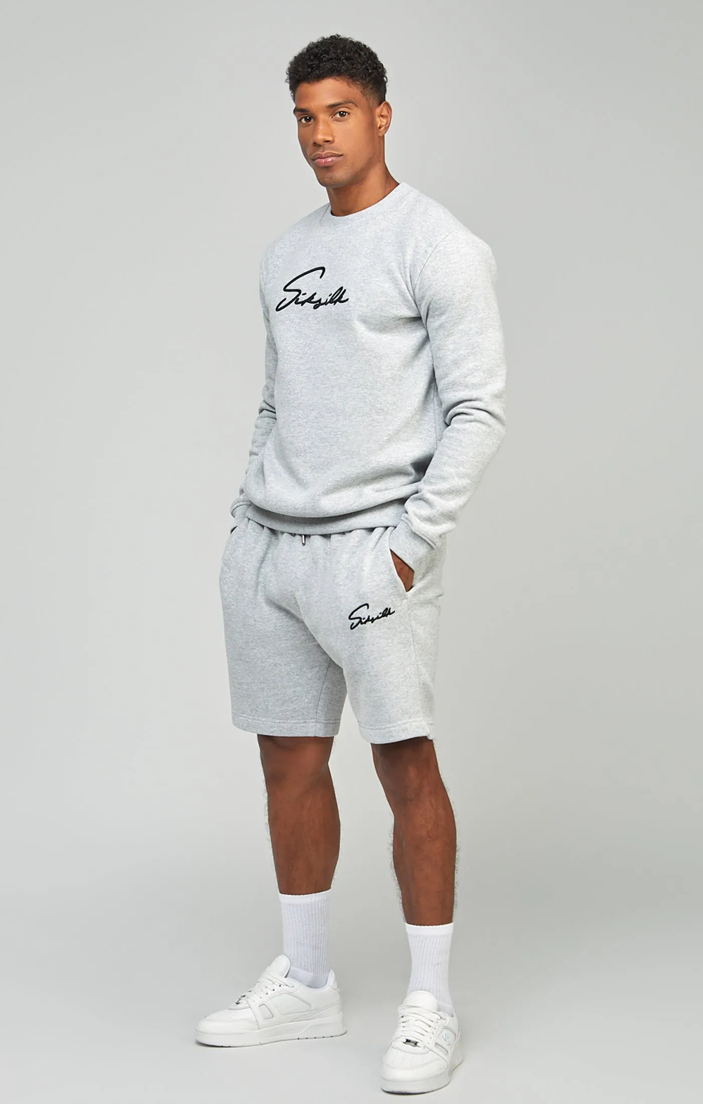 Grey Script Embroidery Sweatshirt sold by Siksilk product image thumbnail 2