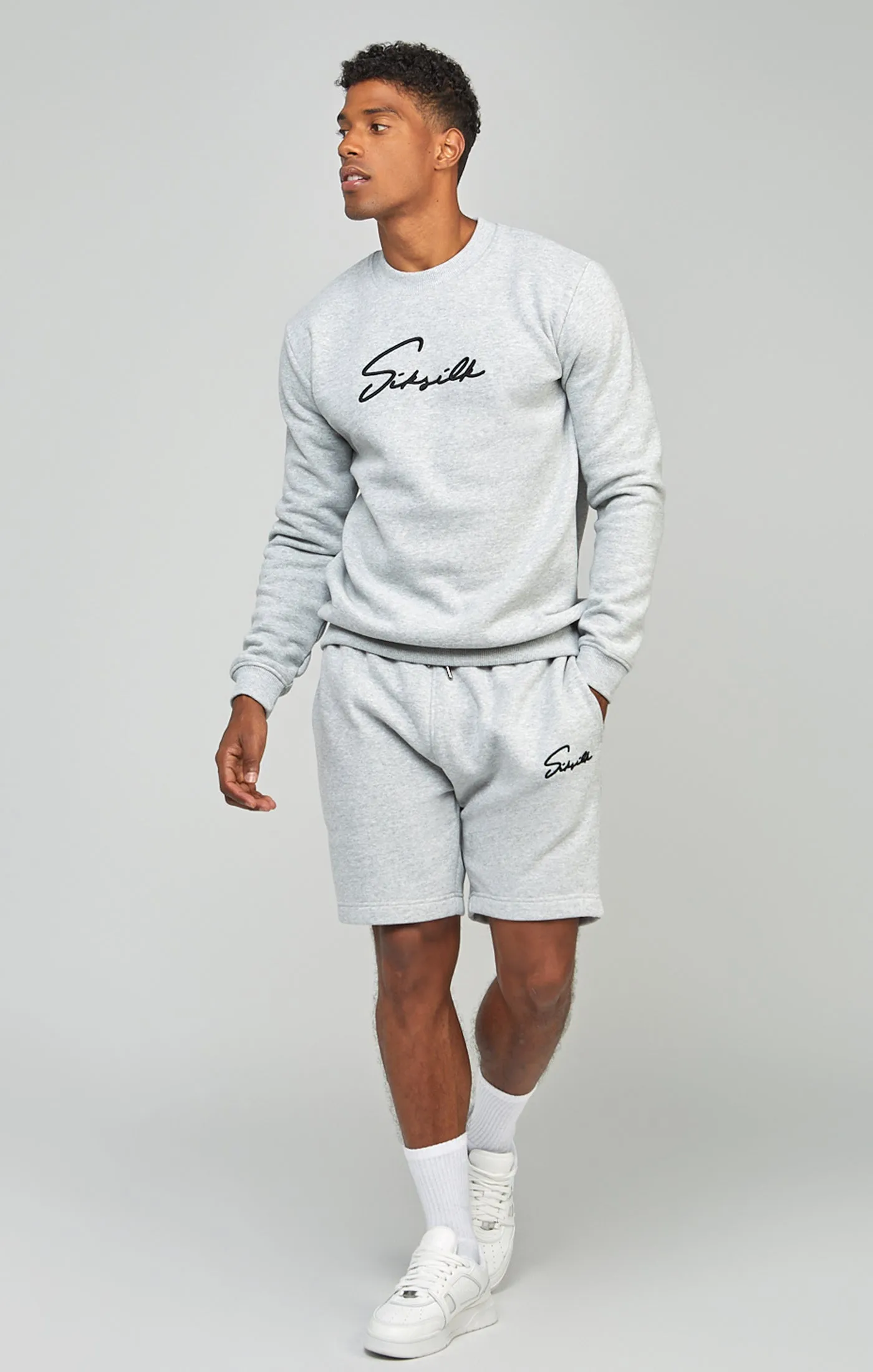 Grey Script Embroidery Sweatshirt sold by Siksilk product image thumbnail 4