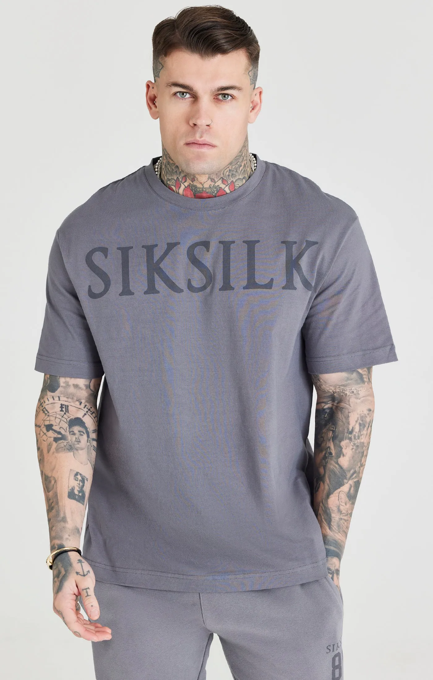 Grey Logo Oversized T-Shirt sold by Siksilk product image thumbnail 5