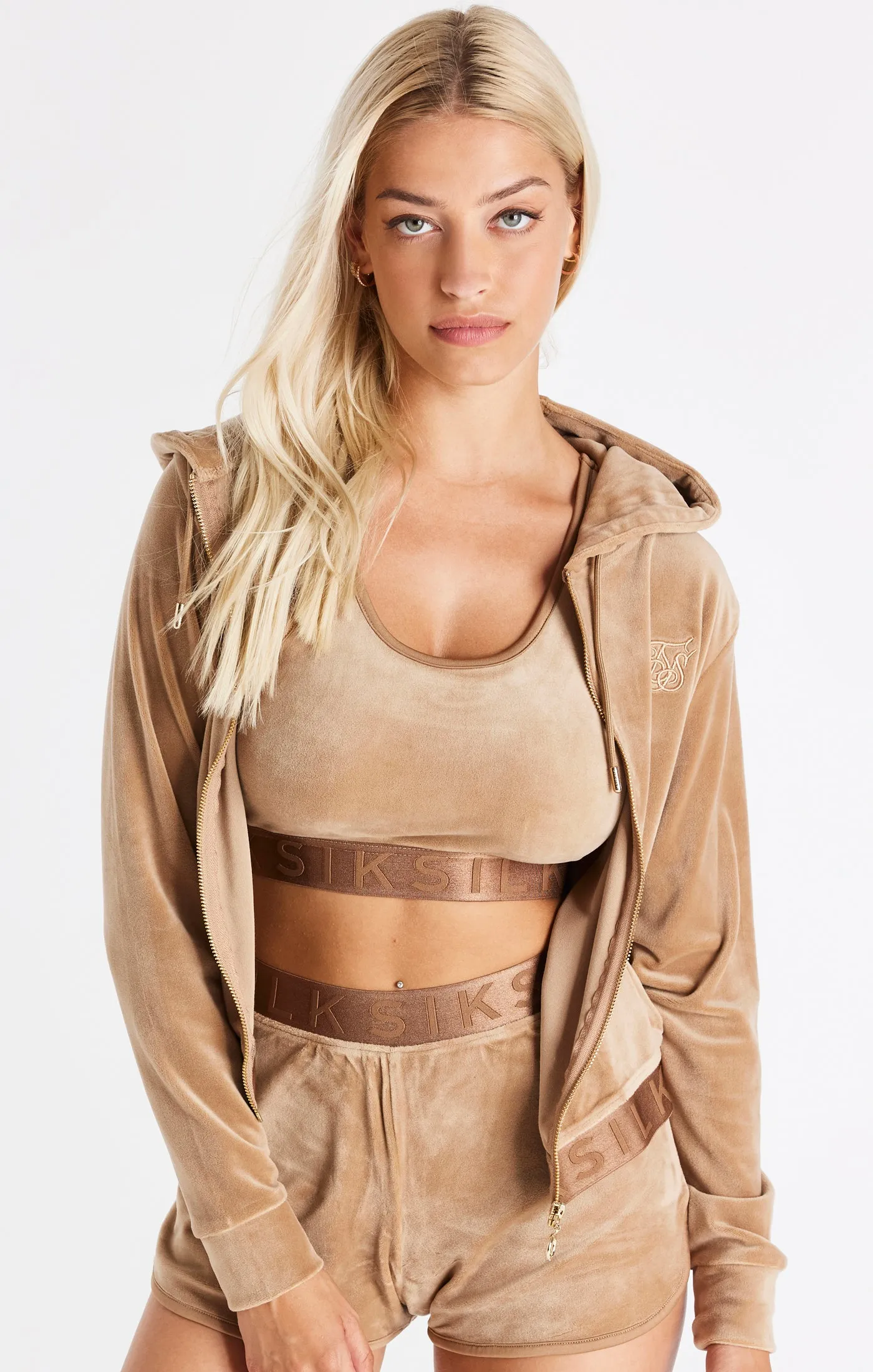 Gold Velour Zip Thru Jacket sold by Siksilk product image thumbnail 4