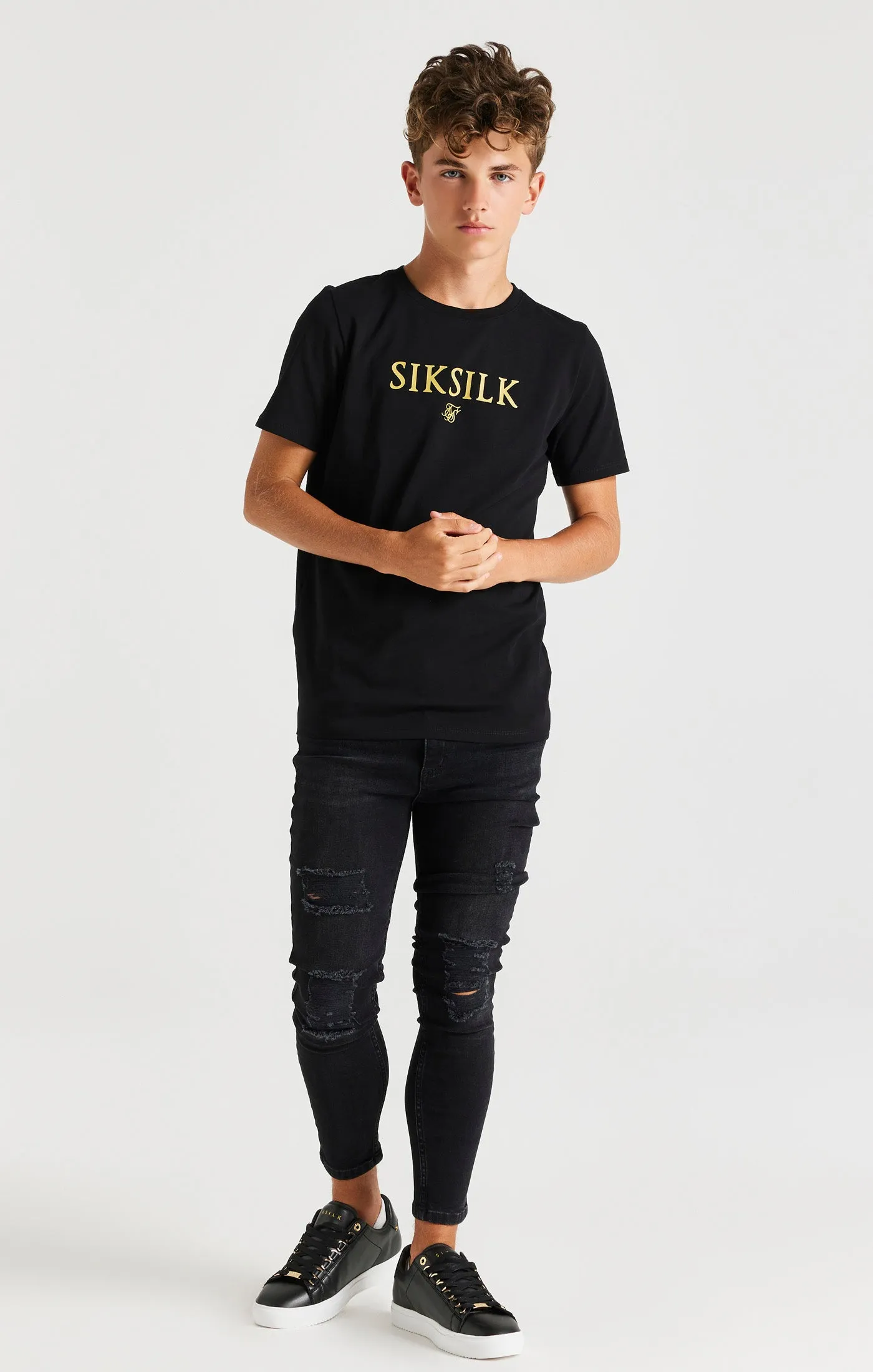 Boys Black Branded T-Shirt sold by Siksilk product image thumbnail 3