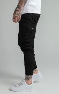 Black Cuffed Cargo Pant sold by Siksilk