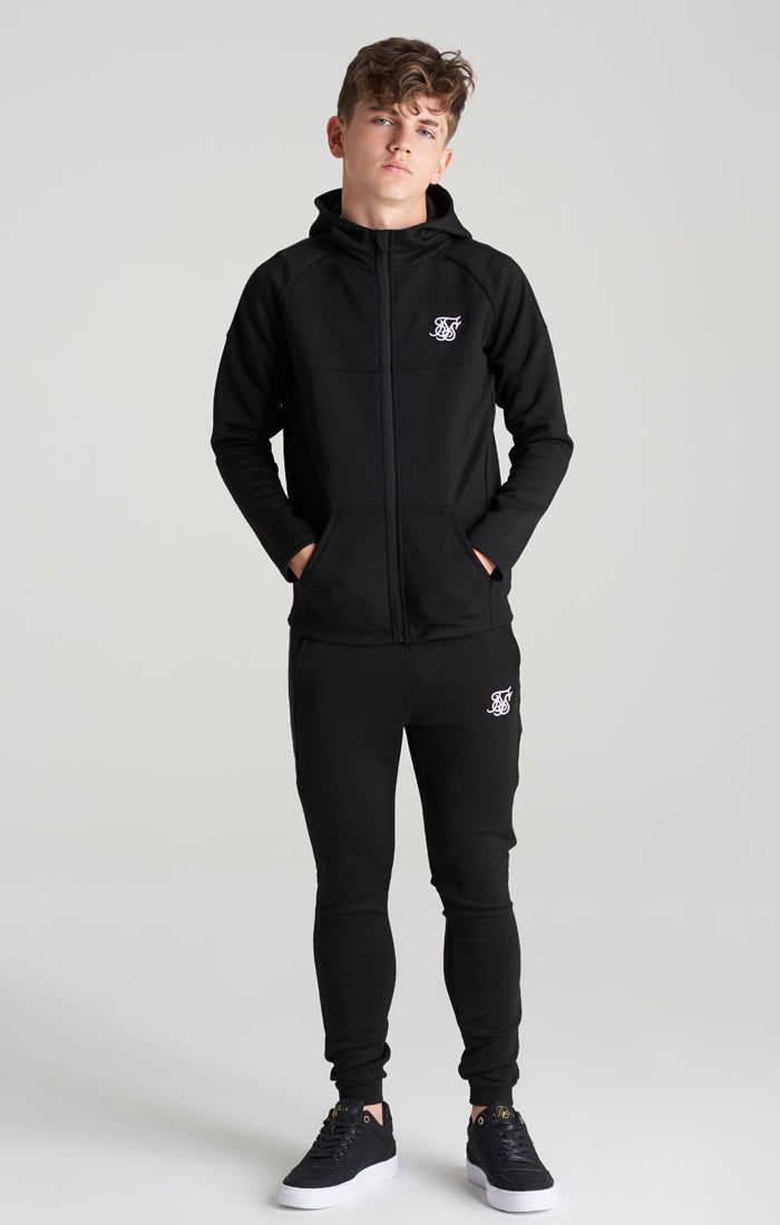 Boys Black Poly Taped Tracksuit sold by Siksilk
