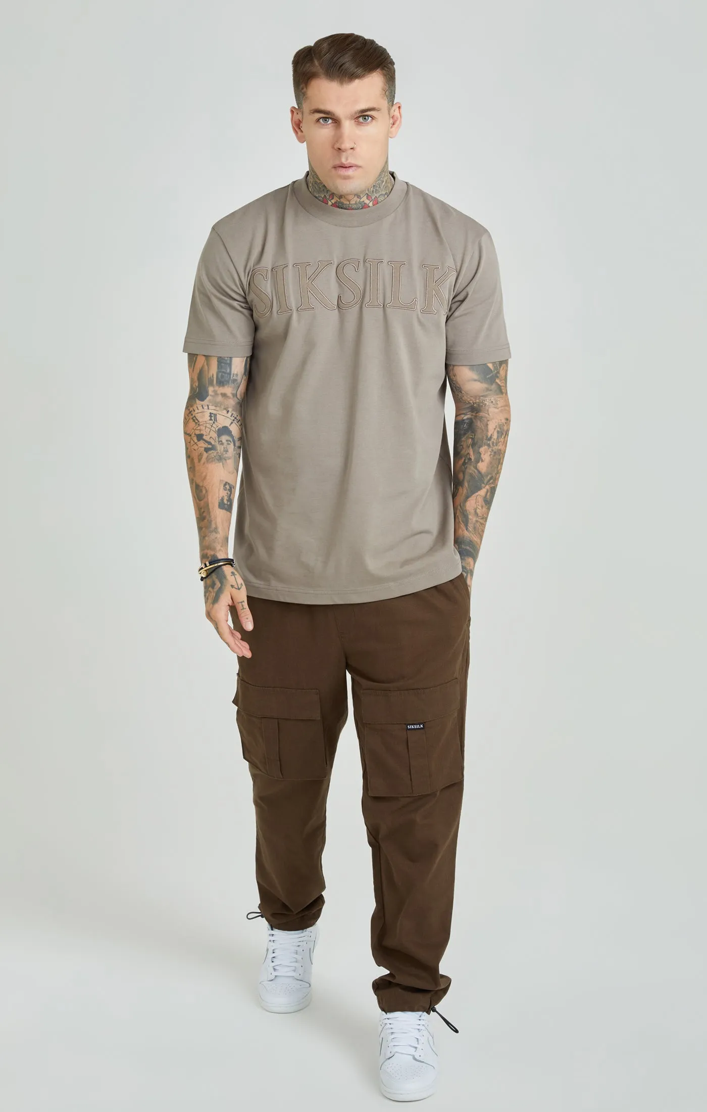 Brown Applique Logo Oversized Fit T-Shirt sold by Siksilk product image thumbnail 4