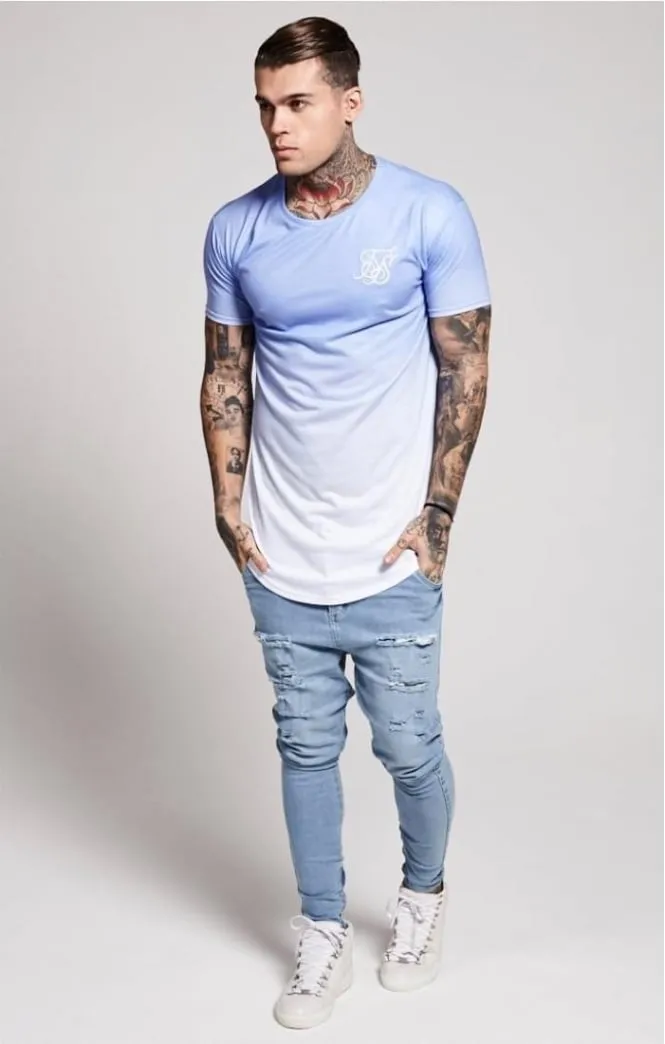 SikSilk Curved Hem Faded Tee - Belair Blue Fade sold by Siksilk product image thumbnail 3